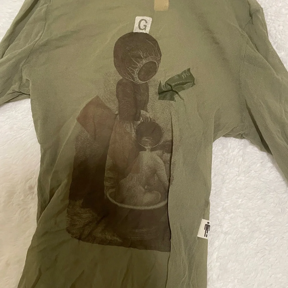 Jean Paul Gaultier Olive Green Graphic Top - Picture 2 of 5